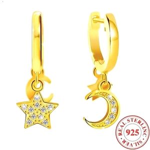 S925 Sterling Silver "Celestial" 18K Gold Plated Hoop/Stud Earrings